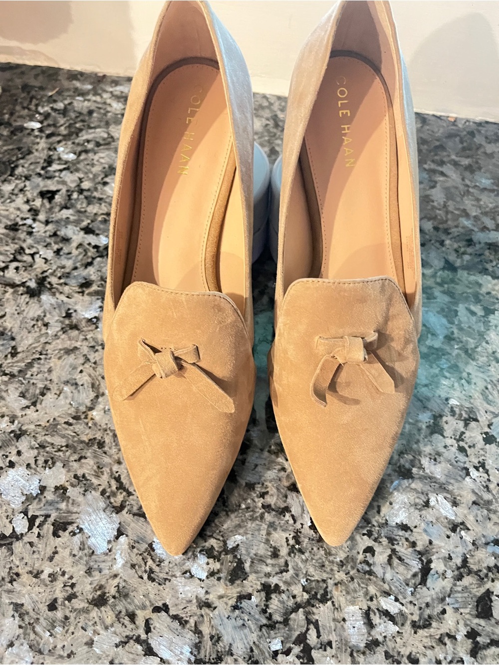 Brand new never worn Cole Haan Women's light whiskey Suede Pointed Loafers